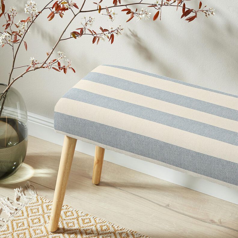 Tissu de d&eacute;coration Panama Larges rayures &ndash; gris bleu/beige clair,  image number 5