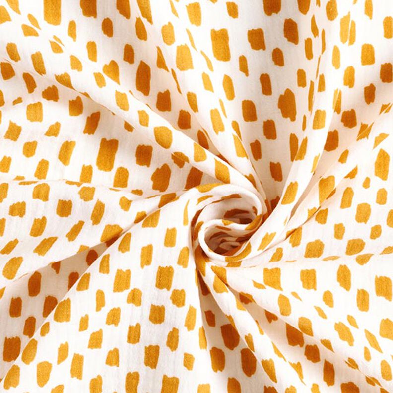 Tissu double gaze de coton Carreaux avec taches – blanc/jaune curry,  image number 3