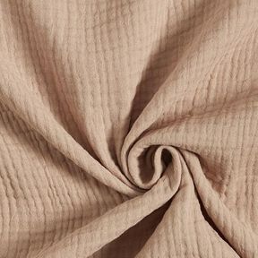 GOTS Tissu triple gaze de coton – beige foncé, 