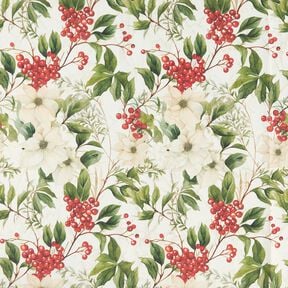 Tissu de décoration Jacquard Lurex houx verticillé – nature/or,  Tissu de décoration Jacquard Lurex houx verticillé – nature/or,