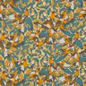 Tissu viscose mer de fleurs abstraite – sapin bleu/jaune curry,  thumbnail number 1