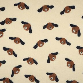 Tissu teddy Têtes de chiens | Poppy Fabrics – beige clair/marron noir, 