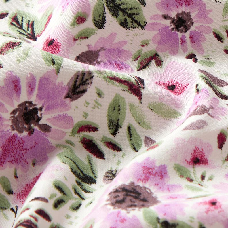 Popeline de coton Mer de fleurs – violet pastel/blanc,  image number 2