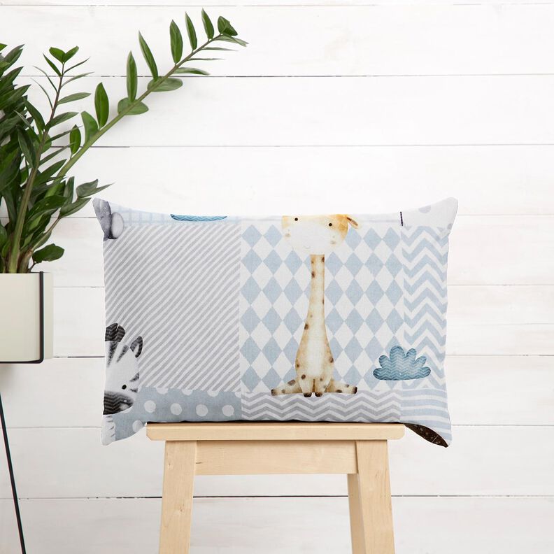 Tissu de décoration Sergé coton Baby Dschungeltiere Impression numérique – blanc/bleu clair, image number 7