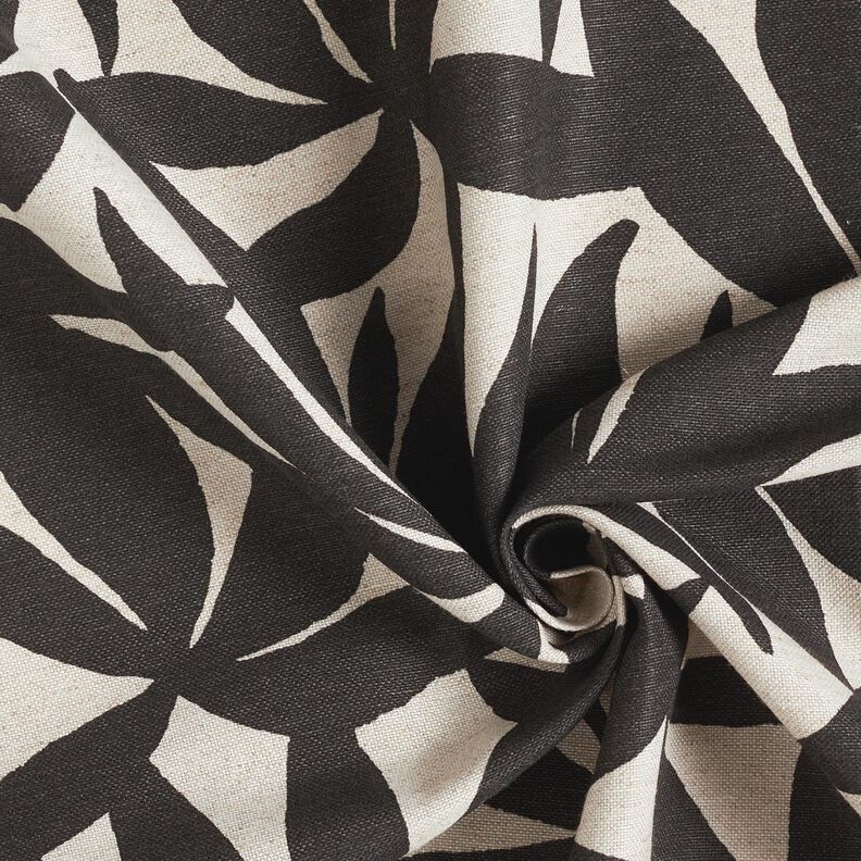 Tissu de décoration Semi-panama Feuilles sobres – noir/nature, image number 3