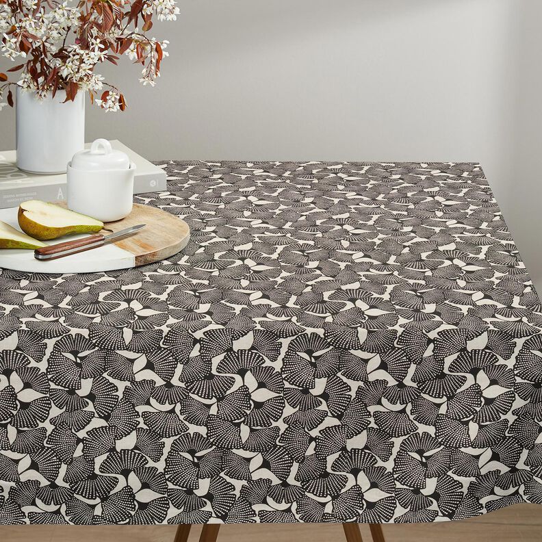 Tissu de décoration Semi-panama Ginkgo tacheté – noir/nature, image number 8