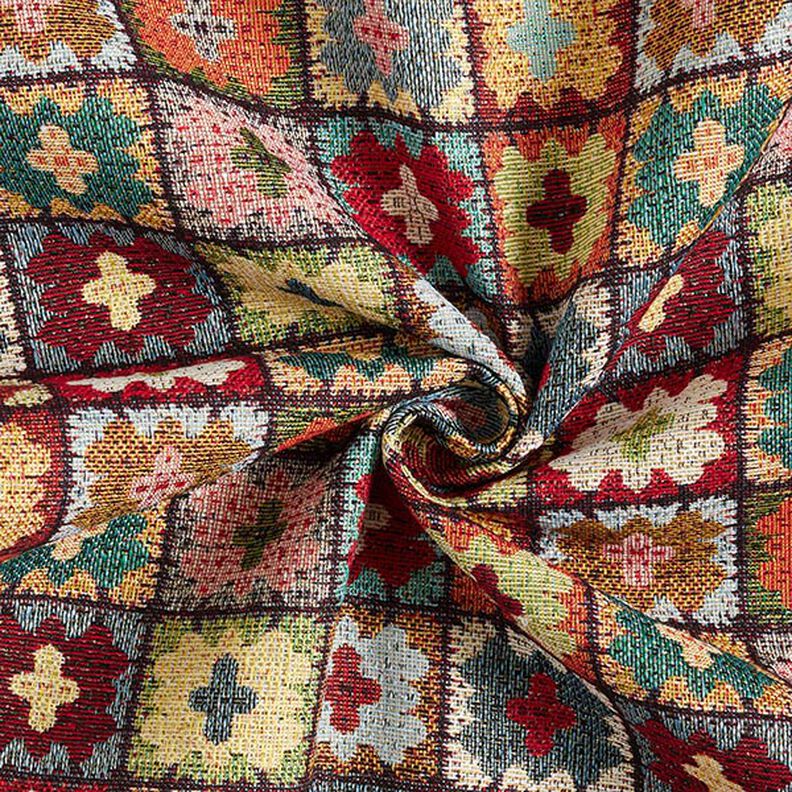 Tissu de décoration Gobelin Mini look crochet – noir/rouge,  image number 3