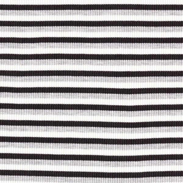 Maille côtelée rayures horizontales – blanc/noir,  image number 1