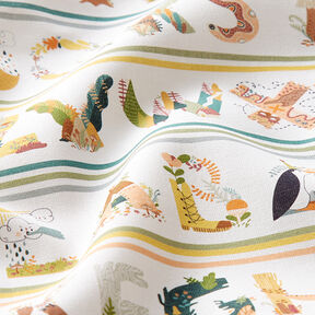 Tissu en coton Popeline Lettres d’animaux – blanc, 