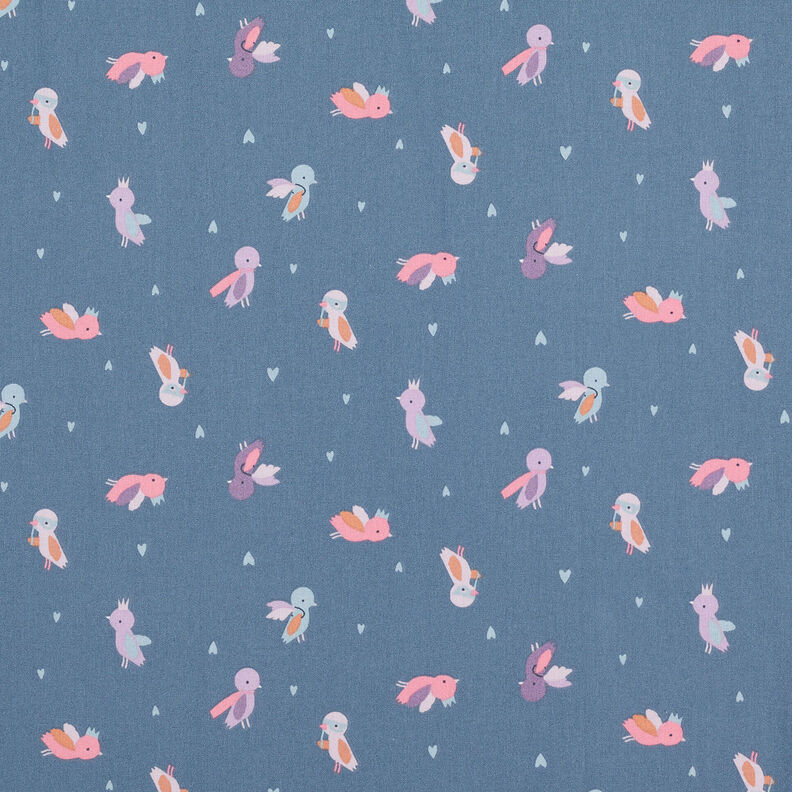 Popeline coton Bal masqué des oiseaux – gris bleu, image number 1