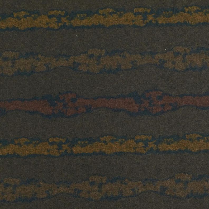 Jersey romanite tissu gratté avec lignes d’eau – marron foncé/noir,  image number 1