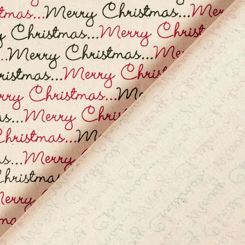 Tissu en coton Cretonne Merry Christmas – nature/carmin,  image number 4