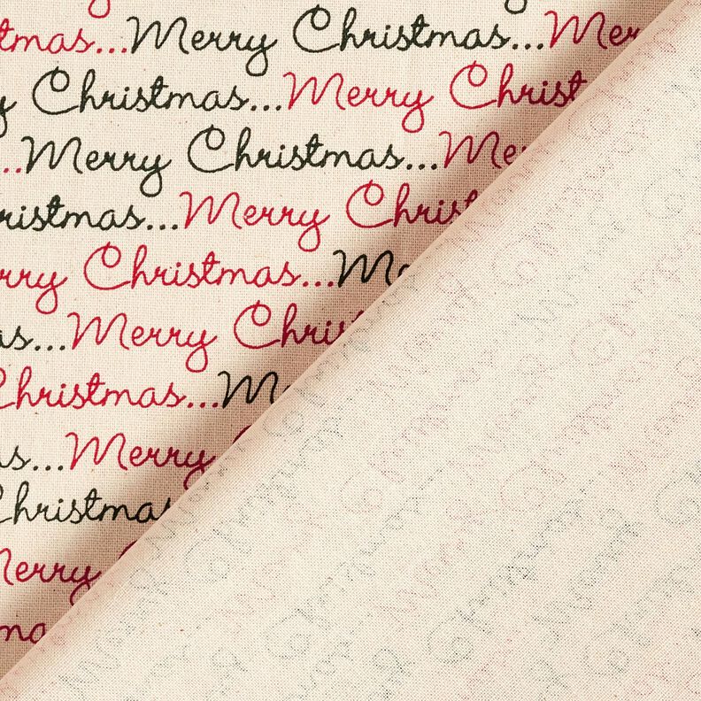 Tissu en coton Cretonne Merry Christmas – nature/carmin, image number 4