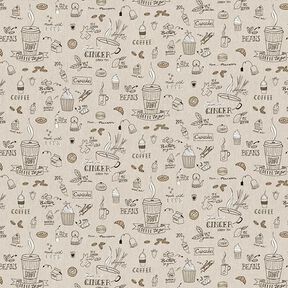 Tissu déco semi-panama Café, thé et gâteaux – nature, 
