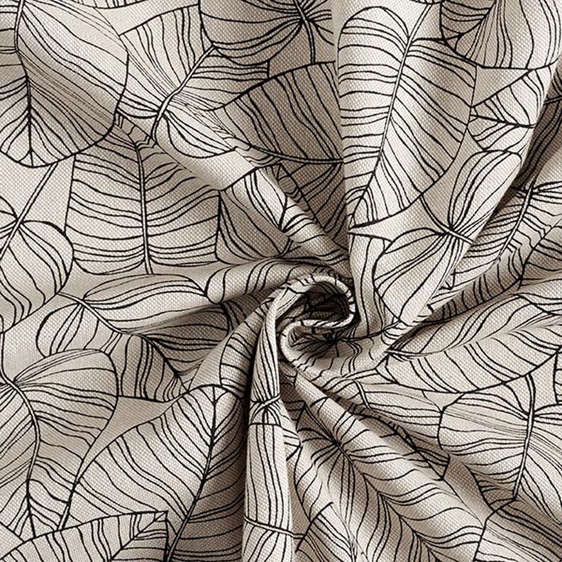 Tissu de décoration Semi-panama fines feuilles – nature/noir,  image number 4