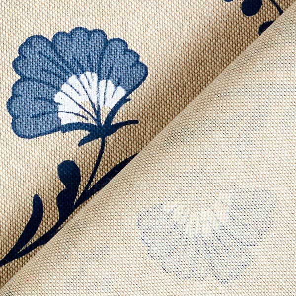 Tissu de décoration Semi-panama petites fleurs – nature/bleu océan,  image number 4