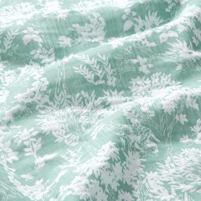 Tissu double gaze de coton Blumenmuster – eucalyptus/blanc, 