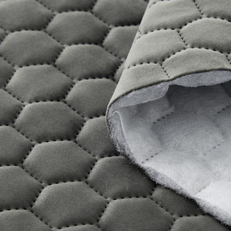 Tissu de revêtement velours matelassé nid d'abeille – anthracite,  image number 3