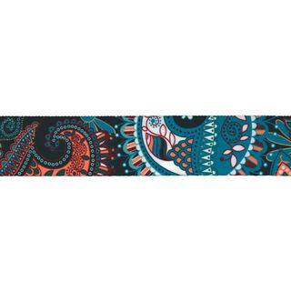 Sangle Floral [ Largeur : 40 mm ] – bleu turquoise/bleu marine, 