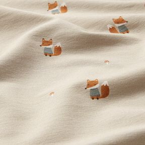 GOTS French Terry Sweat d’été Renard en pullover Impression numérique – amande, 