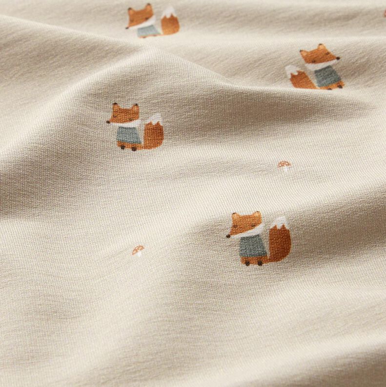 GOTS French Terry Sweat d’été Renard en pullover Impression numérique – amande, image number 2