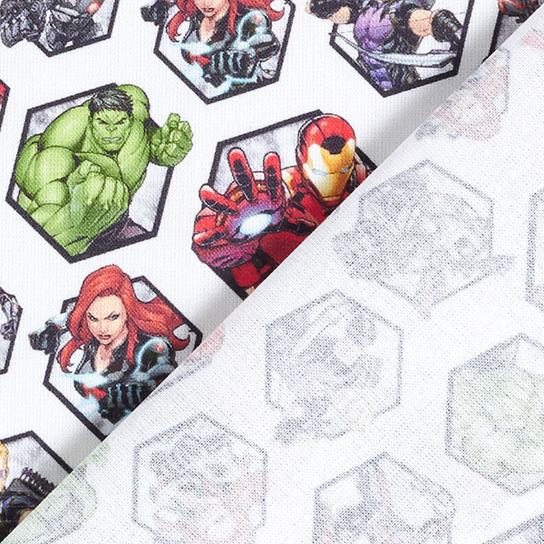 Cretonne Tissu sous licence Mosaïque de motifs Avengers | Marvel – blanc,  image number 4