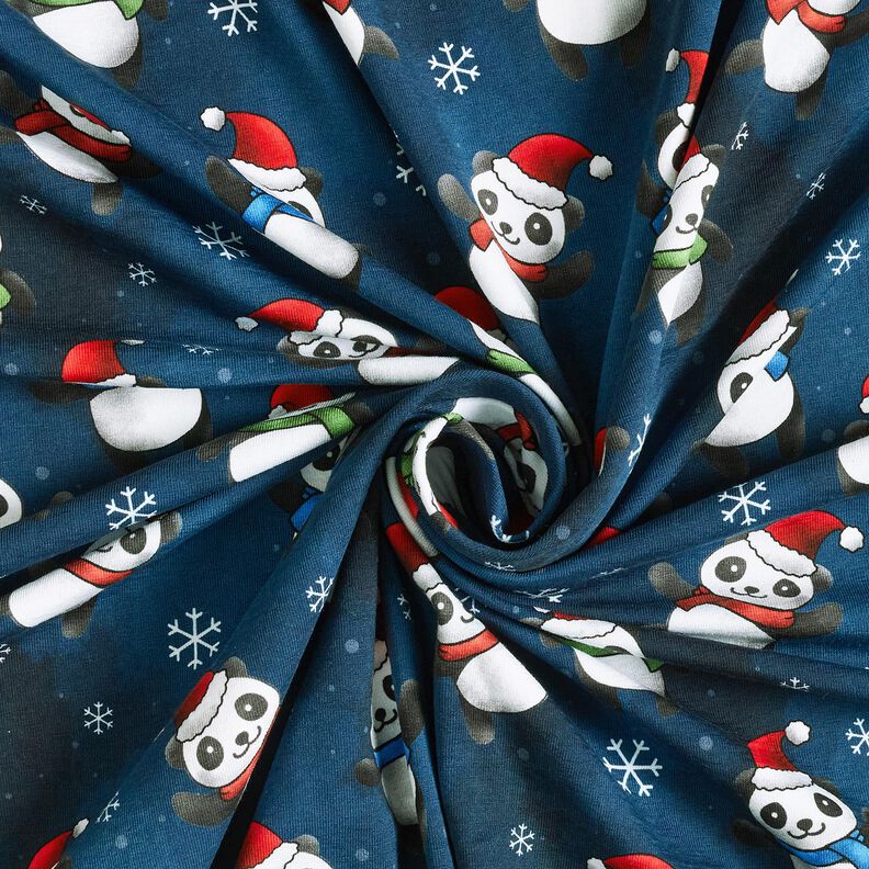 Jersey coton Panda dans l'esprit de Noël | Glitzerpüppi – bleu nuit/chili,  image number 3