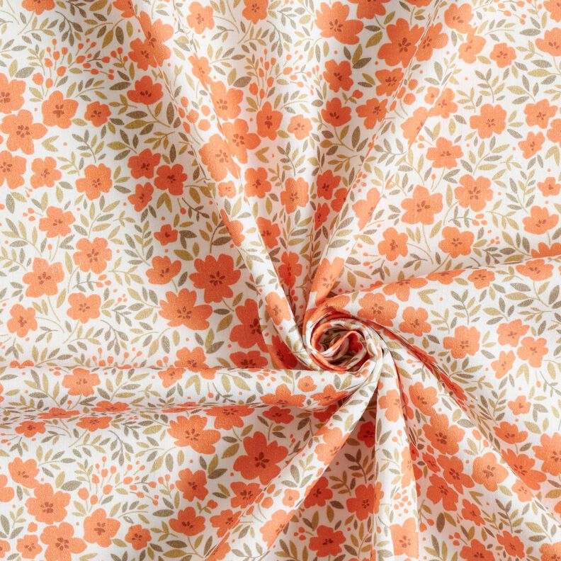 Tissu de décoration Satin de coton Mer de fleurs – orange pêche/blanc,  image number 3