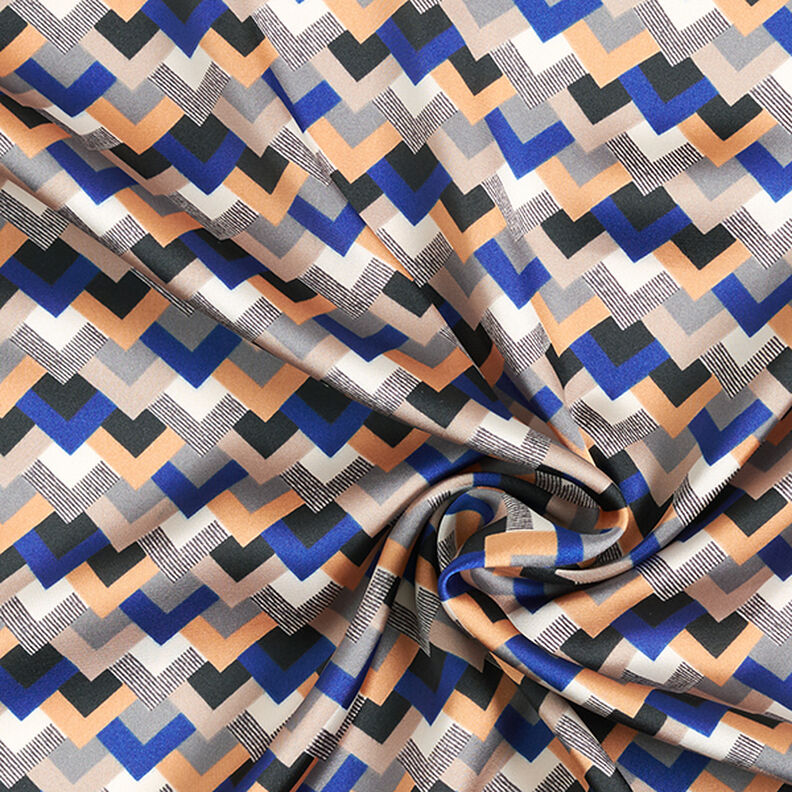 Satin léger Motif rétro – indigo/beige, image number 3