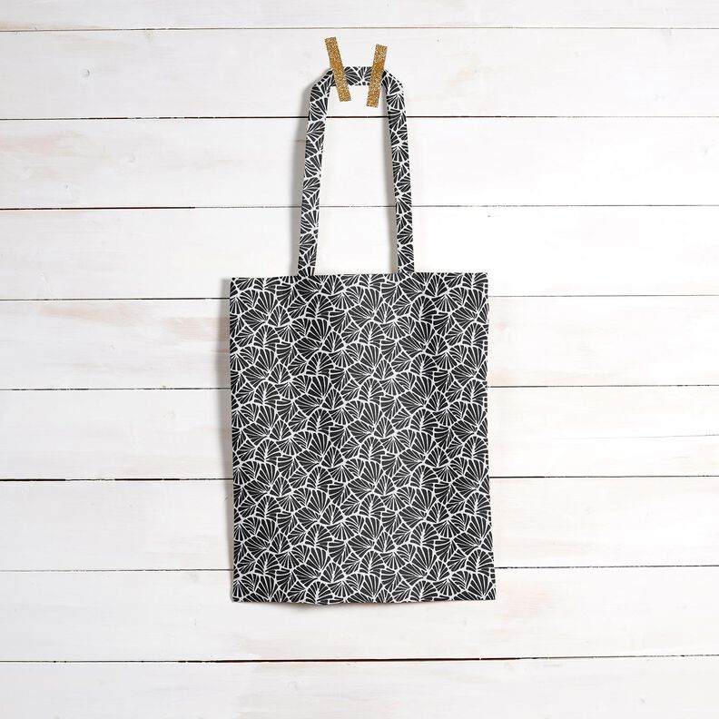 Coton enduit Mini feuilles abstraites – noir/blanc,  image number 8