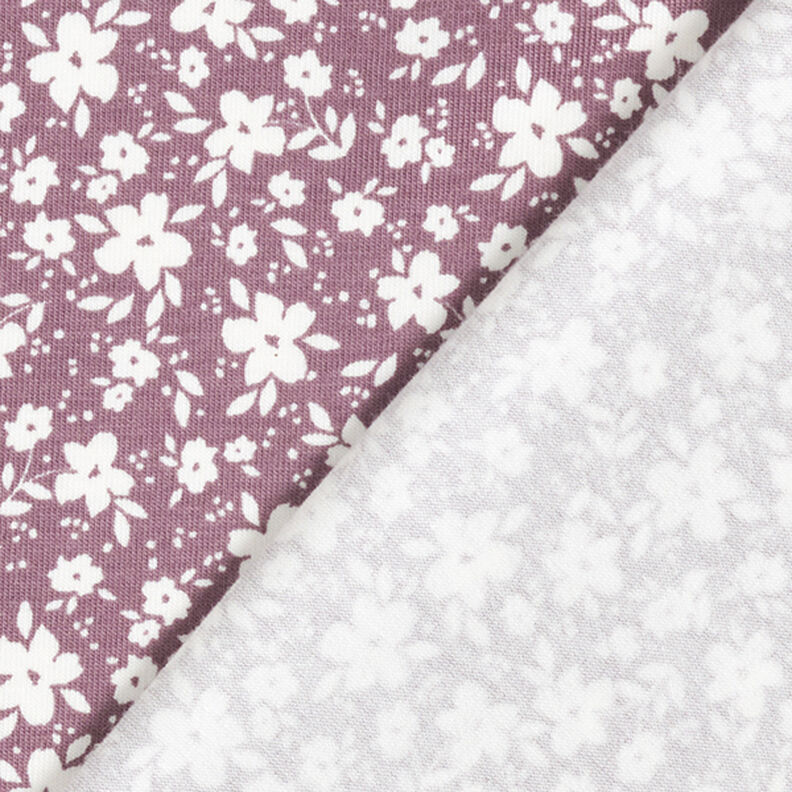 Jersey coton Fleurs bicolores – vieux rose foncé,  image number 4