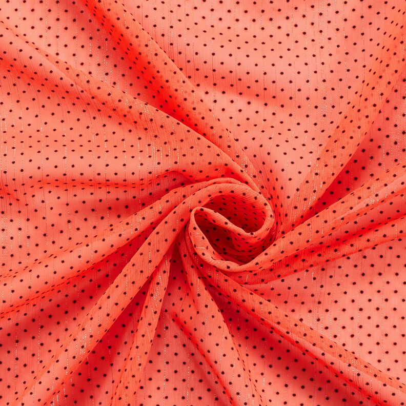 Mousseline Rayures et pois pailletés – orange, image number 3