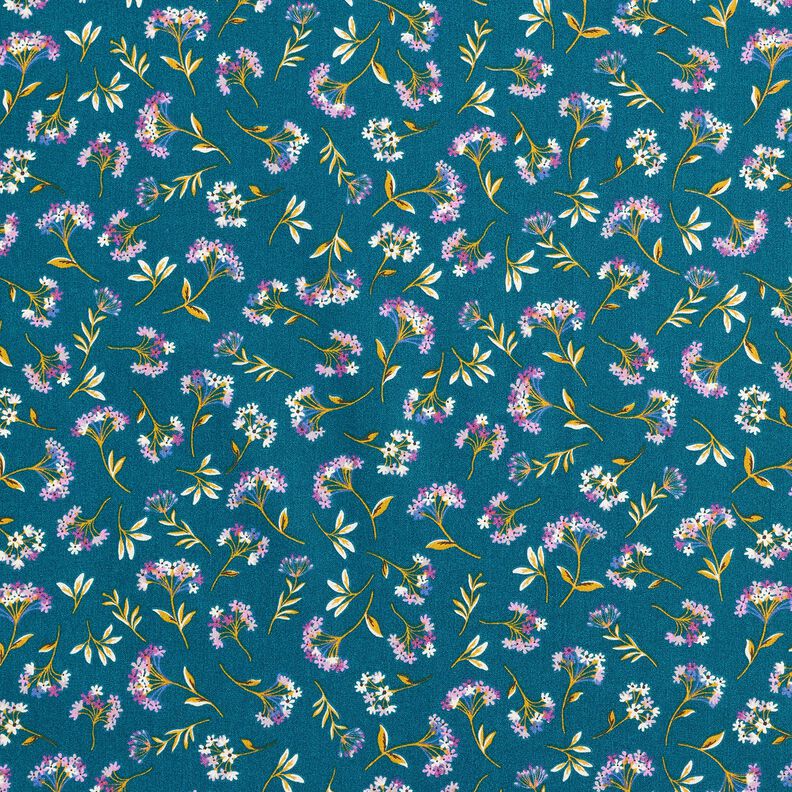 Tissu en coton Cretonne Fleurs délicates – bleu océan,  image number 1