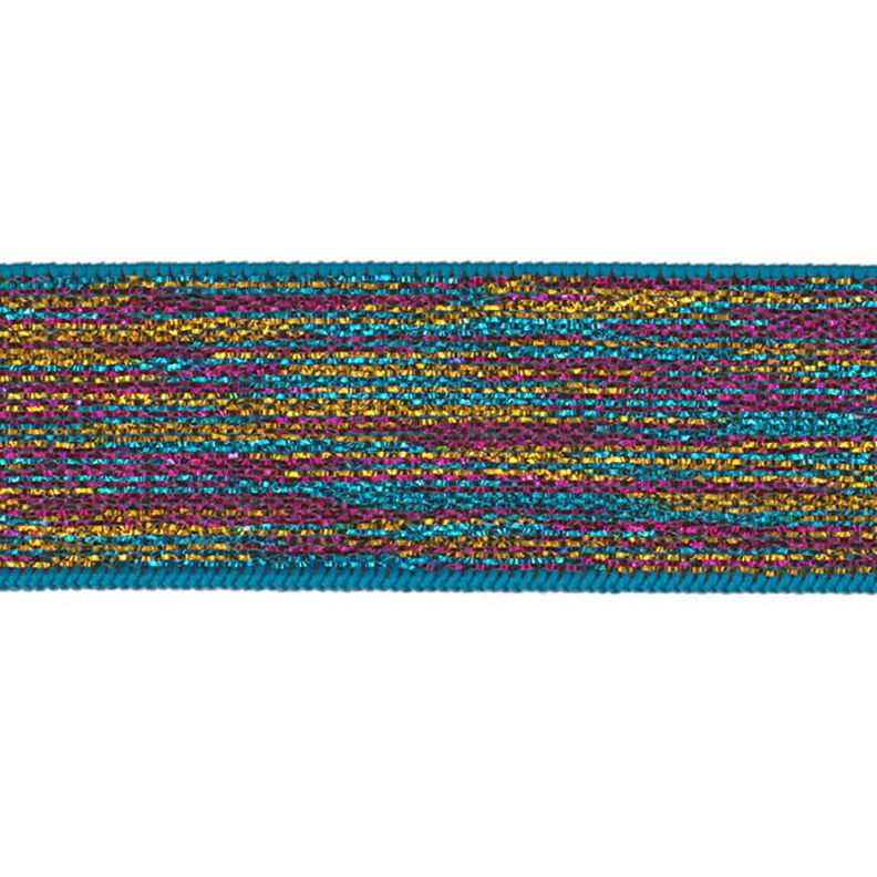 Ruban élastique [ Largeur : 25 mm ] – bleu turquoise/rose vif,  image number 1