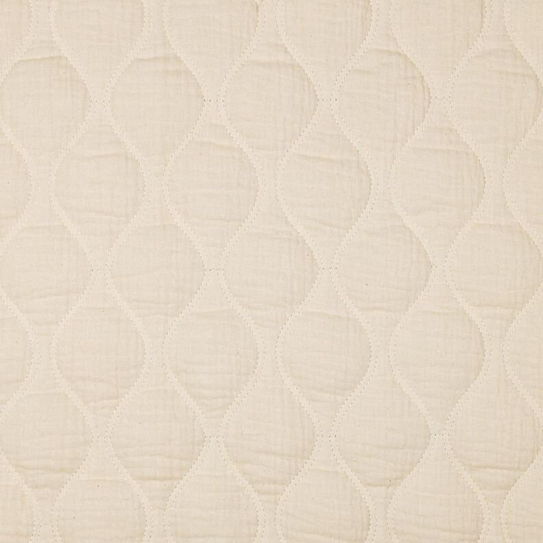 Tissu matelassé Tissu gaze de coton Vagues – écru, image number 1