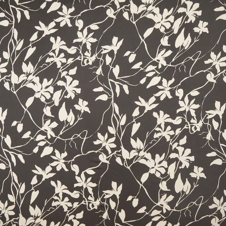 Satin délicat Vrilles de feuilles – noir/blanc,  image number 1