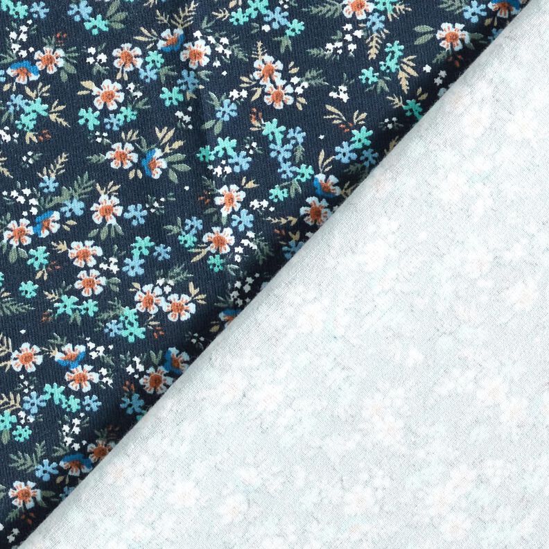 Jersey coton Mer de fleurs – bleu nuit/eucalyptus,  image number 4
