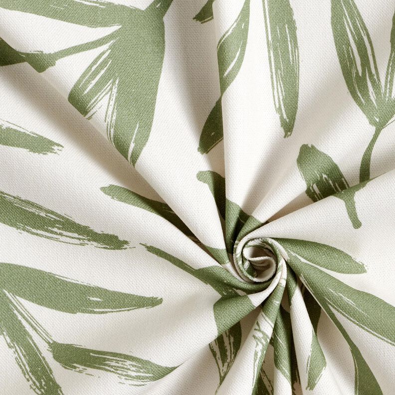 Tissu de décoration Semi-panama Feuilles minimalistes – pin/nature,  image number 3