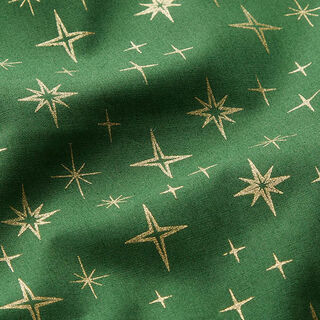 Tissu en coton Popeline Étoiles scintillantes – vert/or, 