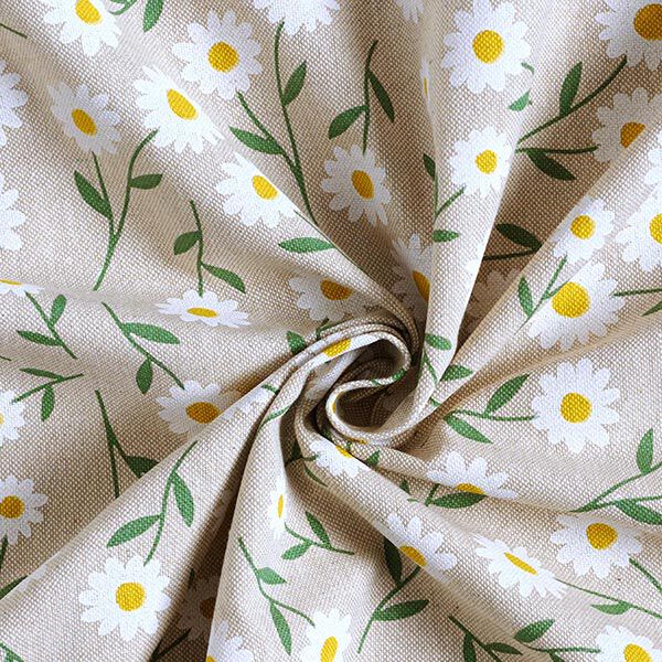 Tissu de décoration Semi-panama pâquerettes – nature/blanc,  image number 3