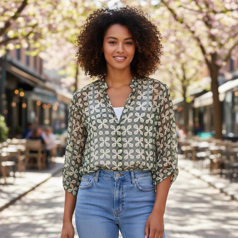 Chiffon cercles et losanges &ndash; noir/&eacute;cru,  image number 6