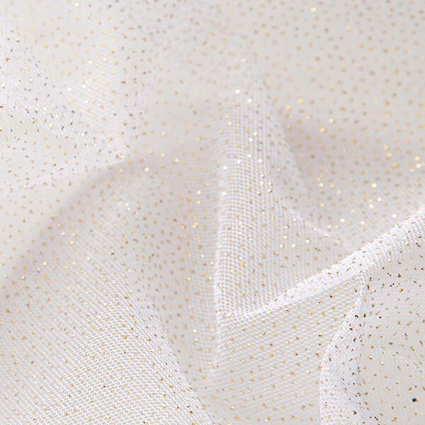 Tissu tulle scintillant – blanc/or,  image number 3