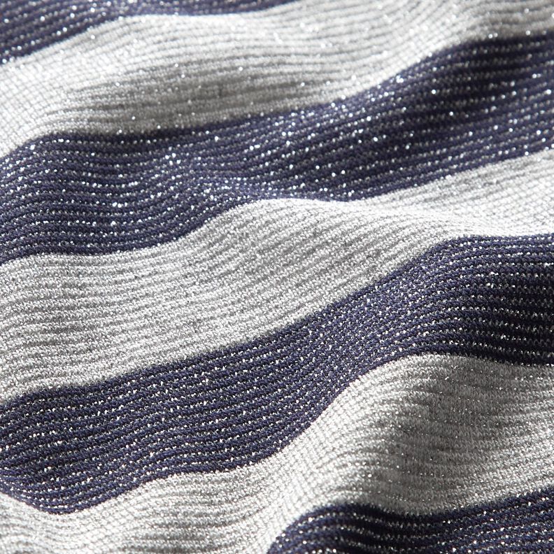 Jersey à rayures horizontales scintillantes – gris clair/bleu marine, image number 3
