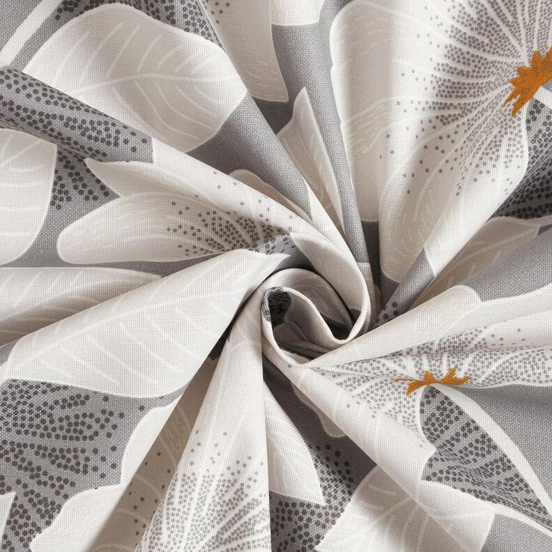 Tissu de décoration Semi-panama Grandes fleurs – gris,  image number 3