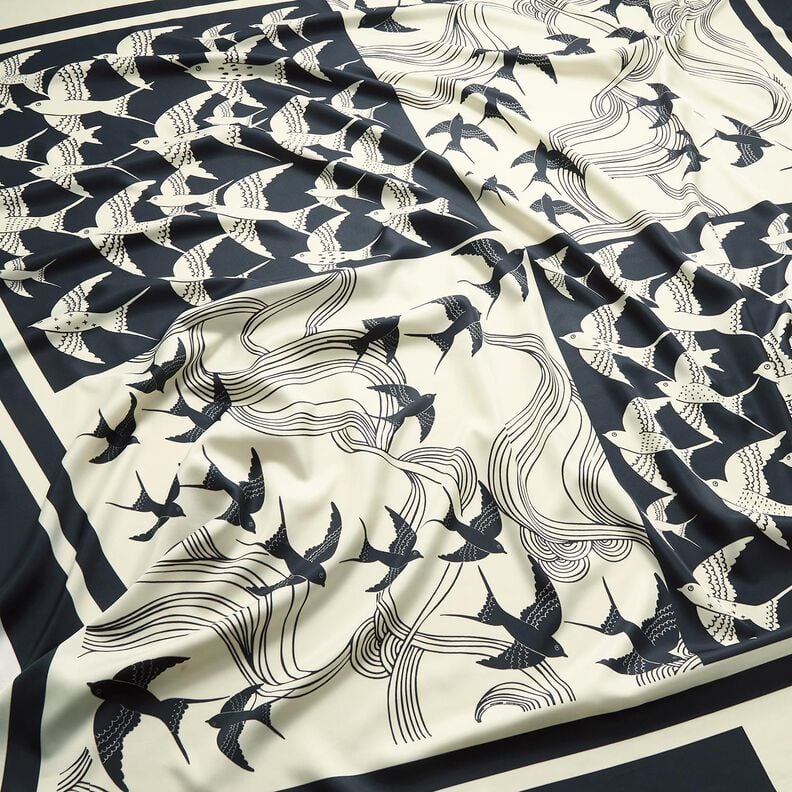 Panneau satin hirondelles | Katia Fabrics – anthracite/crème,  image number 2