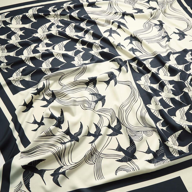 Panneau satin hirondelles | Katia Fabrics – anthracite/crème, image number 2
