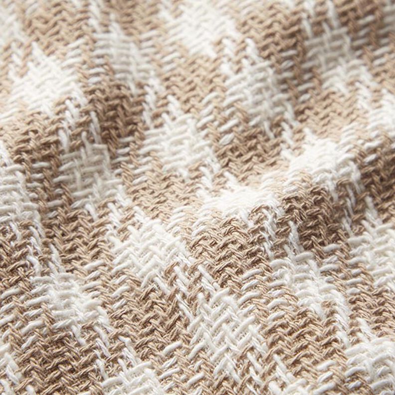 Tissu pour manteau en coton Carreaux – blanc/beige foncé,  image number 2
