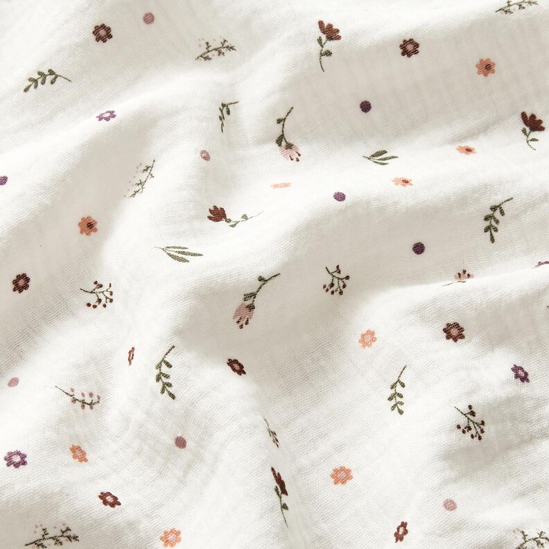 Tissu double gaze de coton Petites fleurs – ivoire,  image number 2