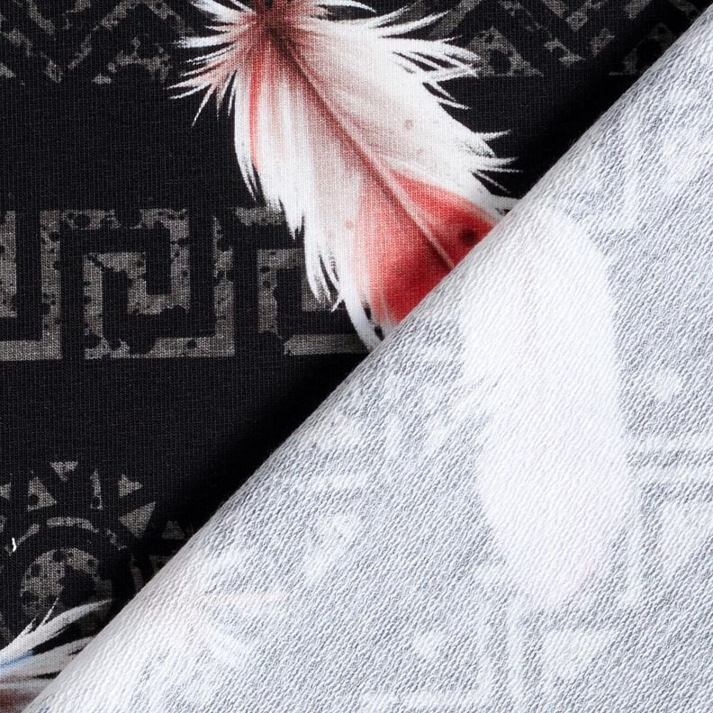 French Terry Plumes bohèmes | Glitzerpüppi  – noir/homard,  image number 4