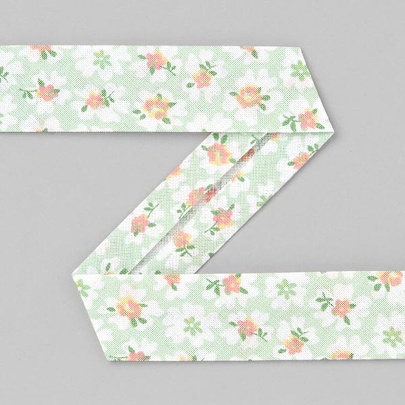 Biais coton Petites fleurs [20 mm] - vert pastel,  image number 1